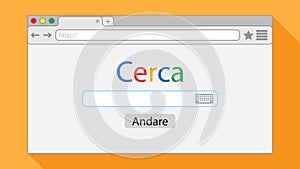 Flat style browser window on orange background.