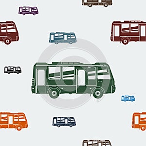 Flat Style Bus Vector Seamless Pattern