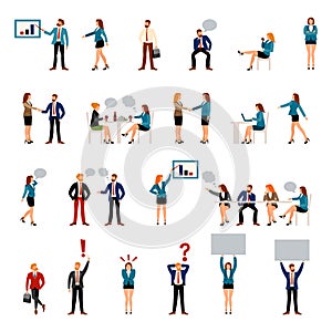 Flat style business people figures icons.