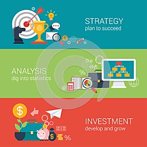 Flat style business success strategy target infographic concept