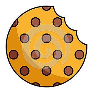 Flat Style Chocolate Chip Cookie Vector Illustration
