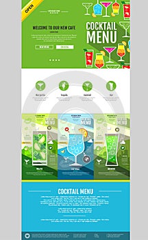 Flat style cocktail menu concept Web site design