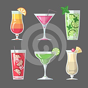 Flat style cocktail menu design