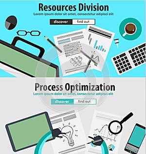 Flat Style Design Concepts for business analytics