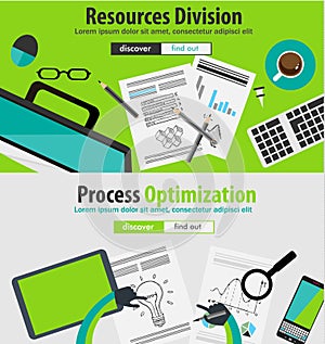 Flat Style Design Concepts for business analytics