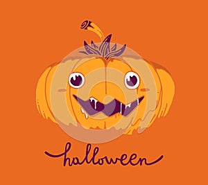 Flat style design for halloween greeting card, poster, web, site