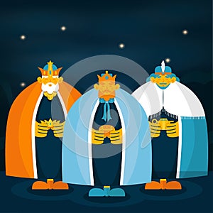 Flat Style Design Reyes Magos Illustration