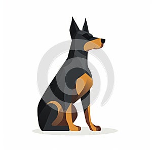 Flat Style Doberman Pinscher Dog Sitting In Egyptian Iconography Illustration