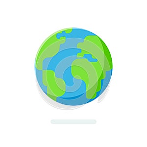 Flat style Earth globe icon. Spherical world map isolated