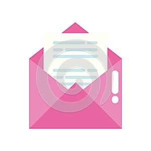 Flat style email icon with open envelope