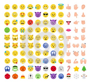 Flat style emoji emoticon icon set photo