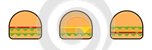 Flat style hamburger illustration design template isolated in white, suitable for restaurant logo etc