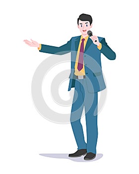 Flat style happy announcer cartoon illustration