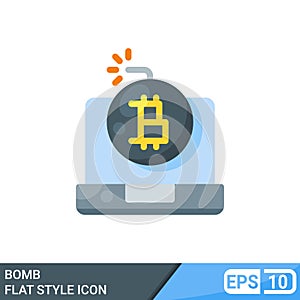 Flat style icon Bitcoin bomb
