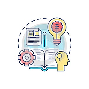 Creative thinking and problem solving process diagram illustration