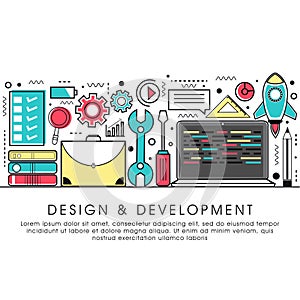 Flat style illustration for Design and Development.