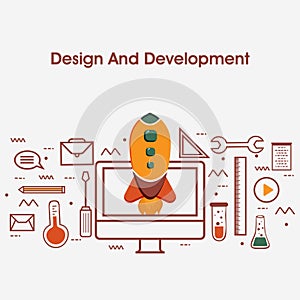 Flat style illustration for Design and Development.