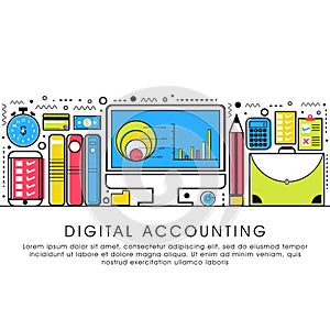 Flat style illustration for Digital Accounting.