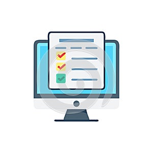 Completed checklist on computer screen signifying task completion