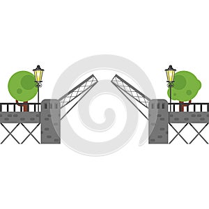 Flat style illustration of open gate. Isolated on white background.