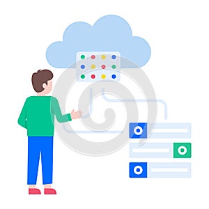 A flat style illustration showing cloud server