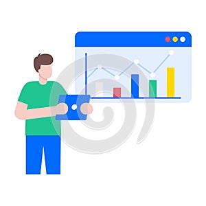 A flat style illustration showing data scientist