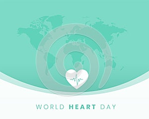 flat style international heart day pulse poster with world map design