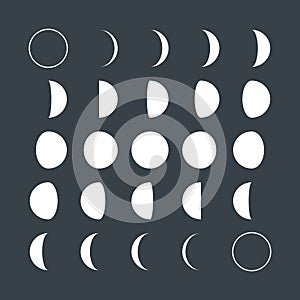 Flat style Lunar phases