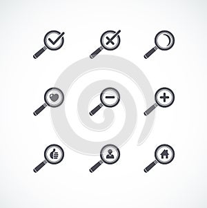 Flat style Magnifier icon set
