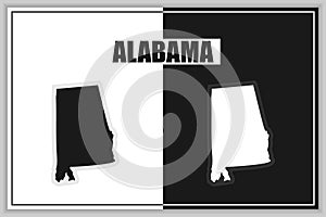 Flat style map of State of Alabama, USA. Alabama outline. Vector illustration