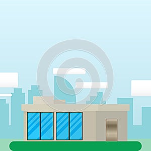 Flat Style Modern Architecture House.Beautiful Urban Landscape. Vector illustration