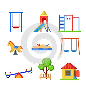 Flat style modern children playground icon set