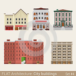 Flat style municipal buildings set