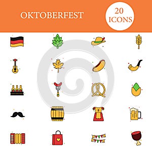 Flat Style Oktoberfest Celebration 20 Icons