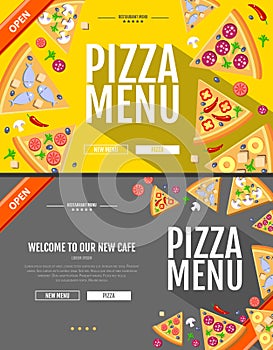 Flat style pizza menu concept Web