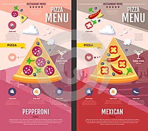 Flat style pizza menu design