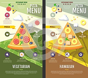 Flat style pizza menu design