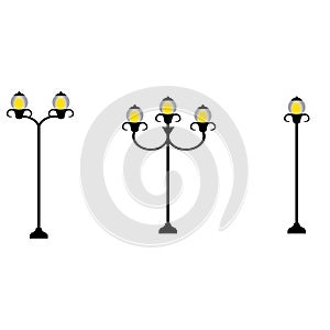 Flat style streetlamp set, vector illustration