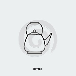 Flat style vector icon of kettle on gray surface