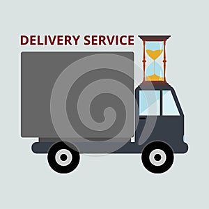 Flat style vector illustration delivery service truck shipping