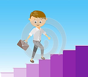Flat style vector illustration stairway to success in career concept.