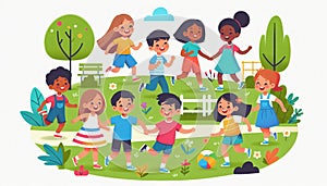 Multicultural Kids Playing in Park photo