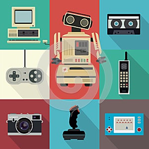 Flat style vintage vector objects