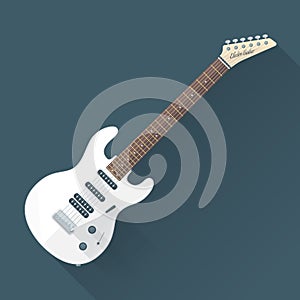 Flat style white electric guitar