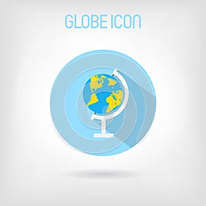 Flat-styled school globe icon.