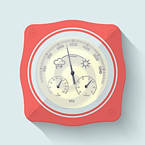 Flat Stylized Barometer Instrument. Vector Illustration.