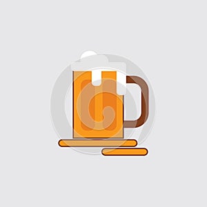 Flat Stylized Beer Glass Icon Vector
