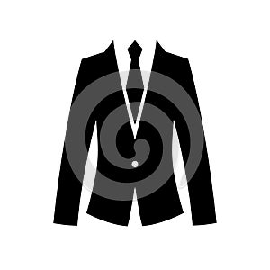 Flat suit and tie icon for web. Simple gentlemen silhouette isolated on white background. Business symbol man in black