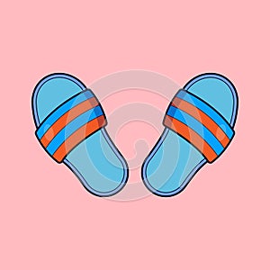 Flat Summer Slippers Illustration Vector Icon