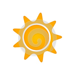 Flat sun Icon. Summer pictogram. Sunlight symbol. Vector illustration isolated on white background